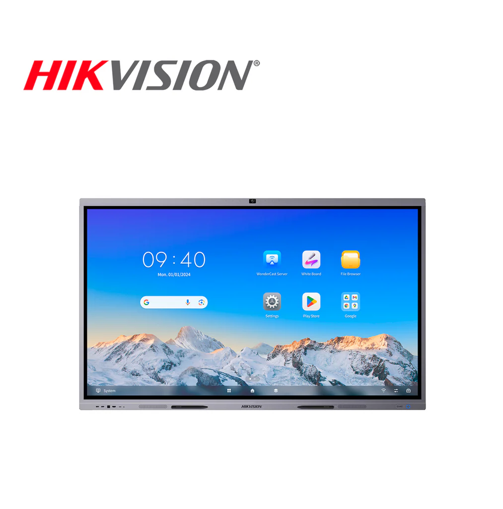 Pantalla Interactiva Hikvision 65” Touch 4K | Android 13 | Cámara + Altavoz | EDLA (Garantía de 12 meses limitada: 6 meses en piezas y servicios, seguidos de 6 meses solo en servicios. No aplica por daños físicos, humedad o Power Supply.)