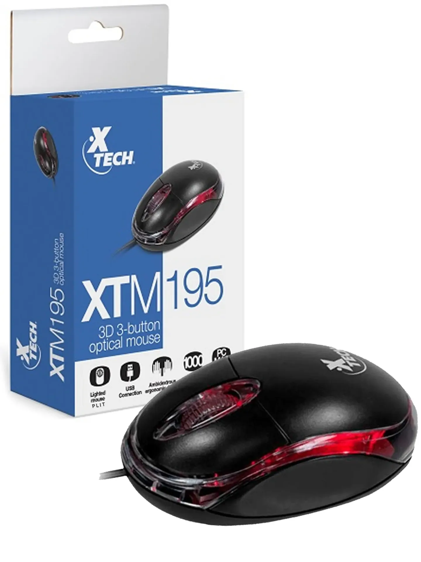 [XTM-195] MOUSE XTECH OPTICAL SCROLL USB NEGRO (XTM-195)